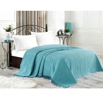 Покрывало  хлопок NICE BED SPREAD 220x240 бирюза