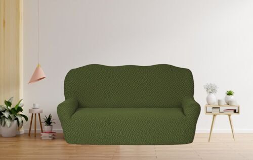 Чехол на 3-х местный диван без юбки жаккард Karteks  арт.9 зеленый