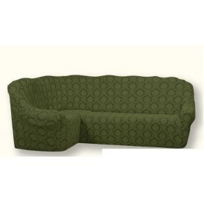 Чехол на диван угловой жаккард зеленый