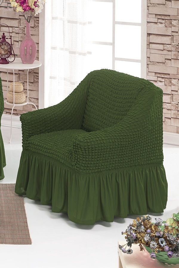 Чехол на кресло с юбкой зеленый Bulsan