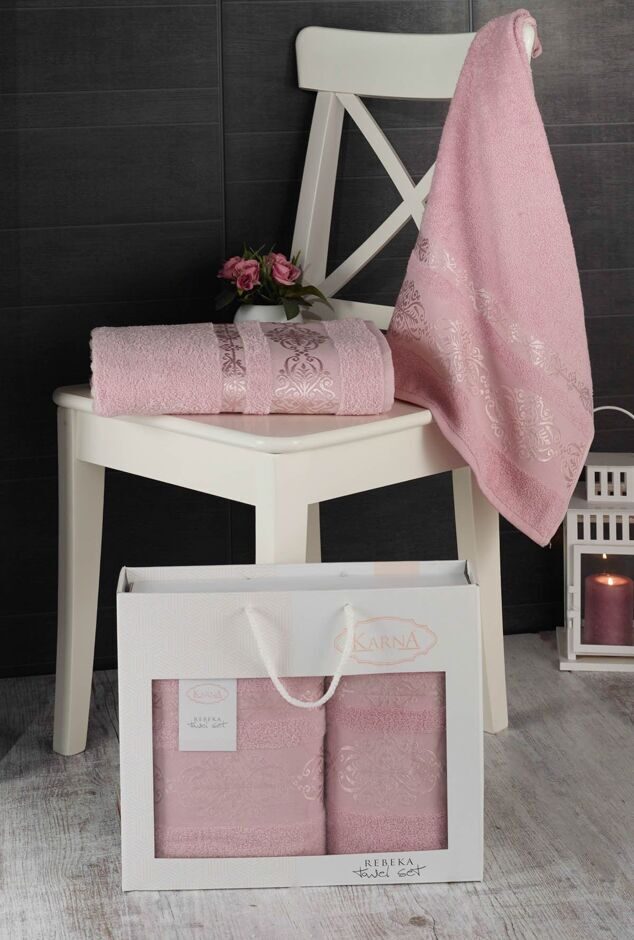 Комплект махровых полотенец "KARNA" REBEKA 50x90-70х140 см розовый