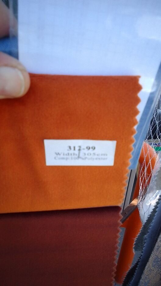 Ткань портьерная бархат на отрез оранжевый №99