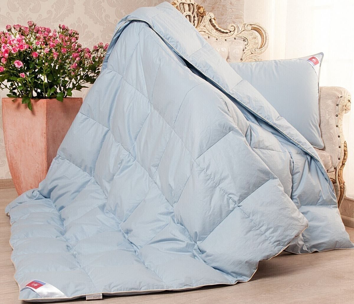 Одеяло  детское пуховое Камелия легкое голубой 110x140