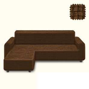 Чехол для углового дивана оттоманка Темно-коричневый  левый