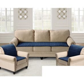 Комплект накидок на диван 90х210 и два кресла 90х160 Паркет, синий