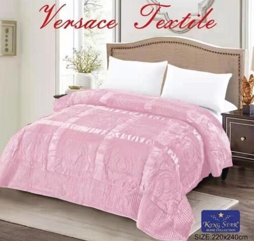 Плед-покрывало Версаче 220х240 меховое розовый