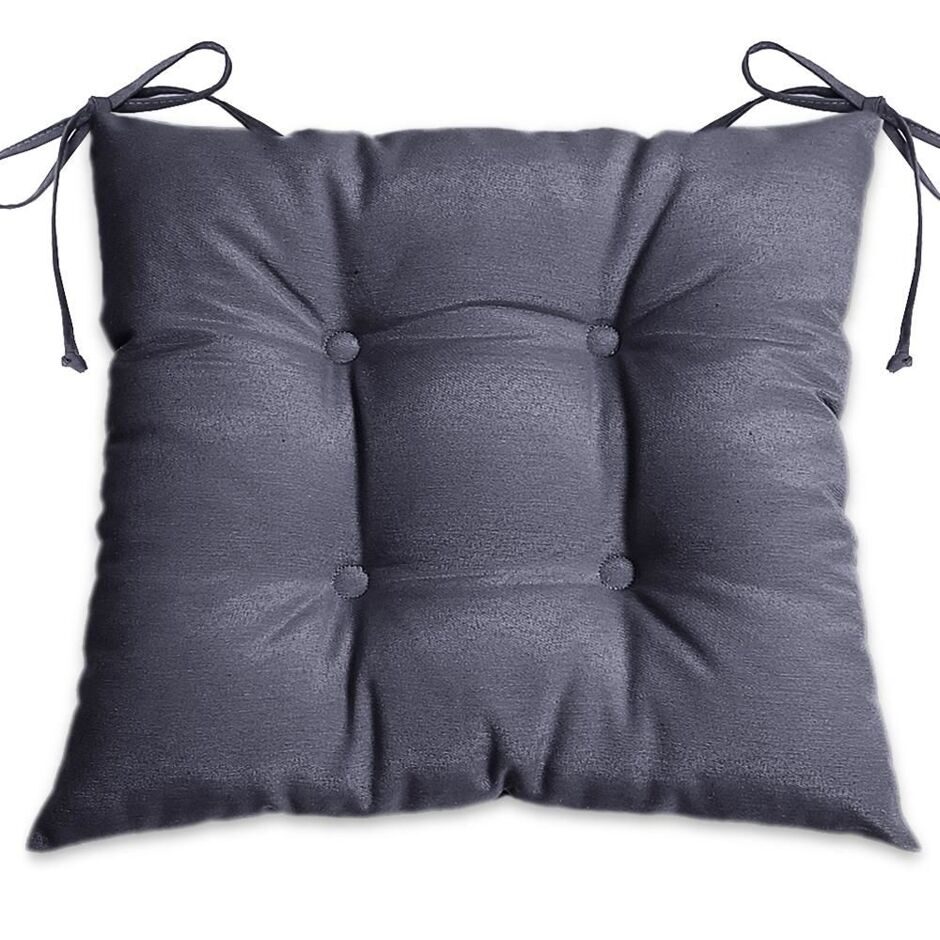 Подушка для сиденья Аликанте 42х42 с завязками темно-серый