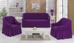 Набор чехлов для мягкой мебели  KARNA 3+1+1 с юбкой фиолет