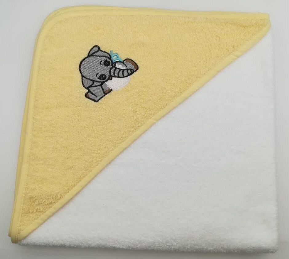 Уголок дет. махровый с вышивкой Слоненок (белый) 70x70