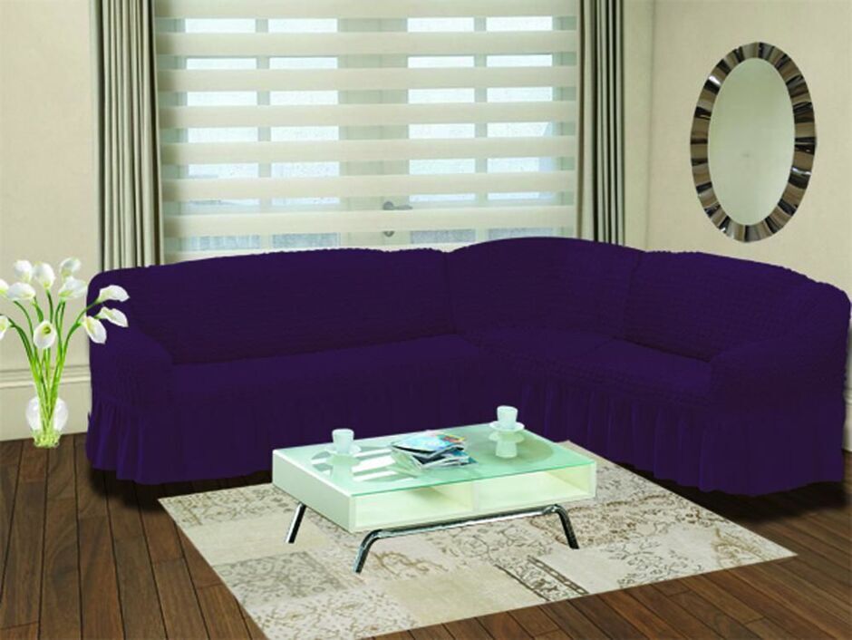 Чехол на угловой диван универсальный Bulsan' фиолет