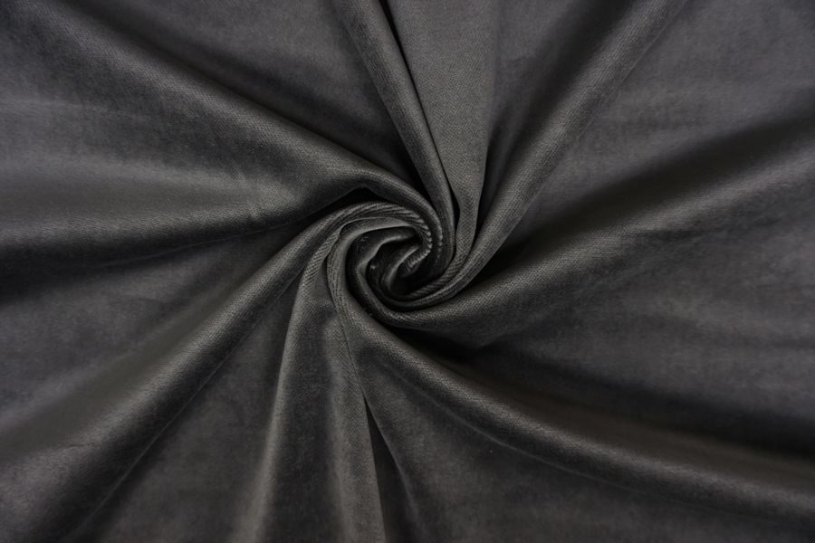 Ткань портьерная на отрез бархат  темно серый