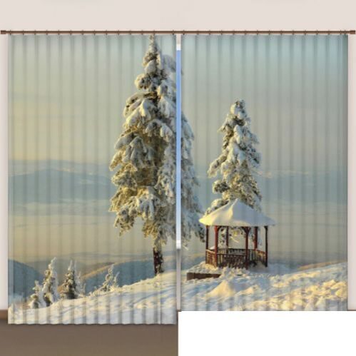 Фотошторы Зима 148х245 см.-2 шт на ленте блэкаут