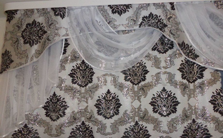 Ткань портьерная для штор серебро Королевская узор на отрез